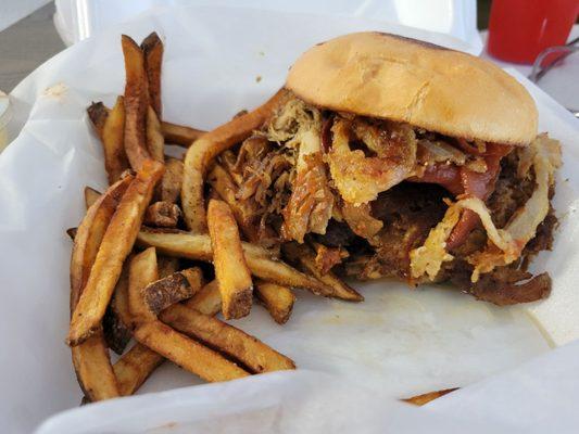 The D.C. burger  with home fries