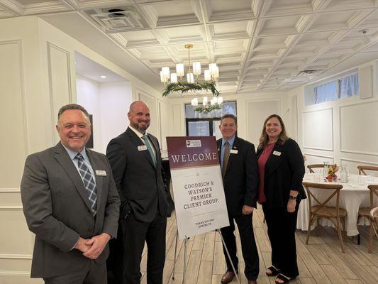 President Dan Goodrich, VP Matt Andrews, & Personal Risk Advisors Nick McCummings & Lisa Johnson at our Client Meet & Greet