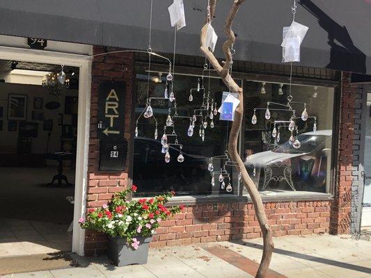 Crystal Mobiles on the street at the Gallery.