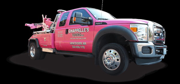 The pink Chappelle's tow truck #TowPink