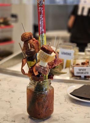 Bloody Mary self-service toppings bar.