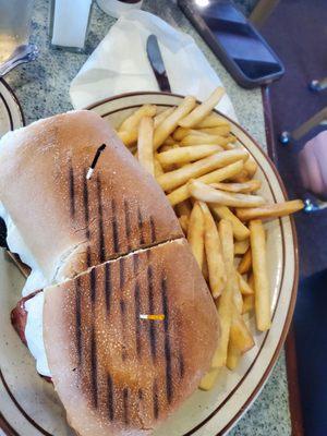 Portobello panini with fries