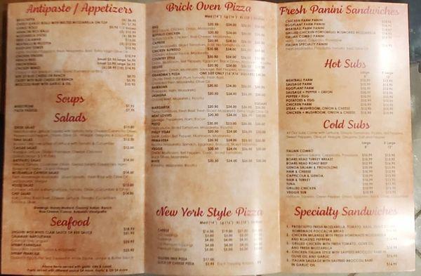 Stromboli Menu