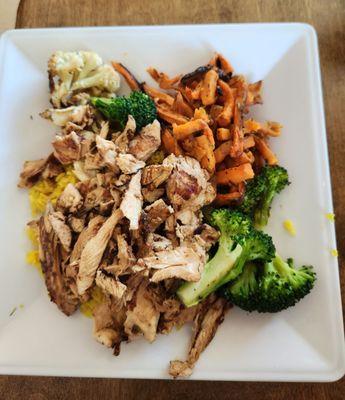 Grilled Chicken Breast Entree with roasted veggies