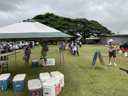 Line for local fish monger.