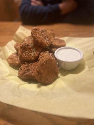 Fresh fried zucchini with ranch dip!