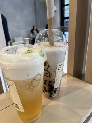 Cheese foam green tea  Mango coconut