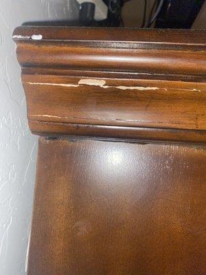 I was charged nearly $5000.00 for a complete bedroom set. When they opened up everything I noticed scratches everywhere. Including cracks.