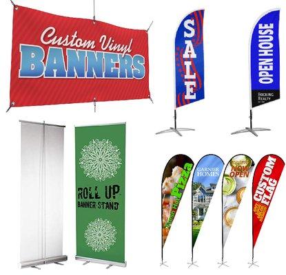 custom banners, feather flags, retractable banners