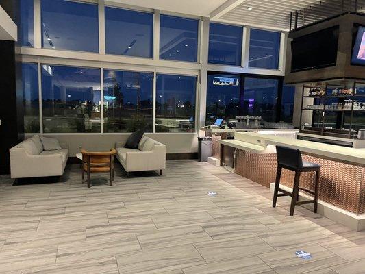 Lounge seating inside the Hyatt.