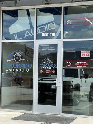 Entrance to Colorado car audio/Bronco uplifters very cool people .