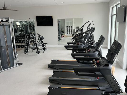 Gym floor at fitness center at Olde Florida Motorcoach Resort in Labelle.