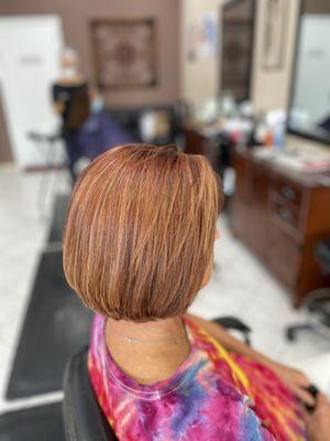 Copper color/highlights done by Kelly