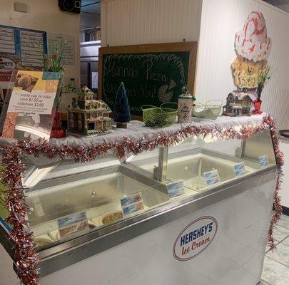 Interior shot of Marina's ice cream counter