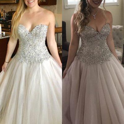 Before and after! Saggy size 12 dress into fitted, padded, size 8 dress! Beautiful work!