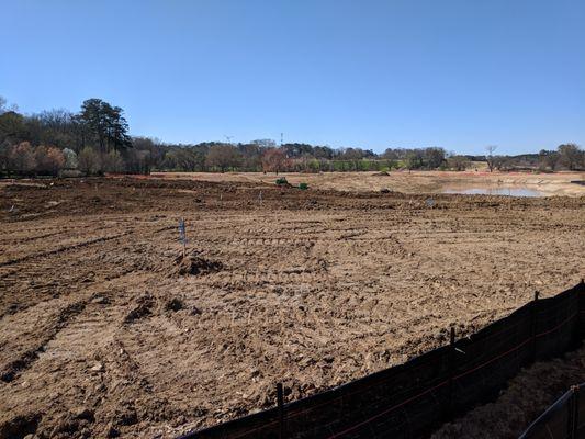 View of Bobby Jones Golf Course renovation on 3/4/2018 from S Colonial Homes Cir NW.