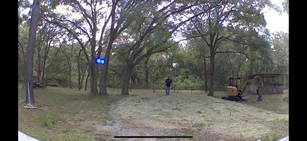 Here he was reseeding and adding hay.