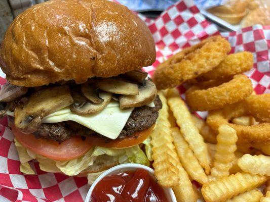 Mushroom Swiss Cheese Burger