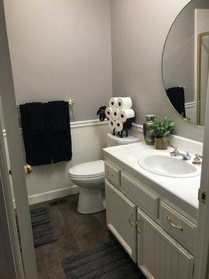 Bathroom with new floor.