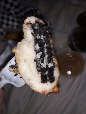 Inside the deep fried Oreos!