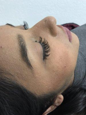 Full length eyelash extensions. Natural look.