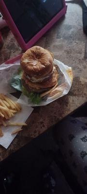 Burger looks like someone punched my burger and is significantly smaller than an average a regular burger