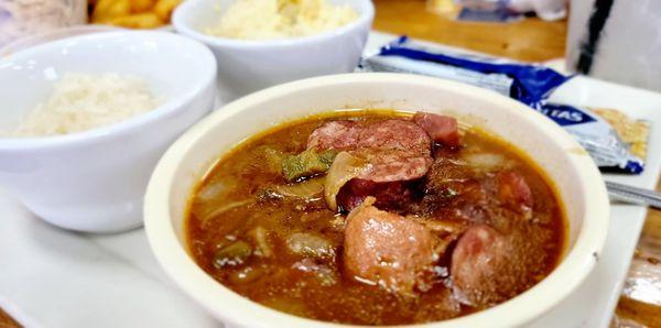 Sausage and chicken gumbo cup- more than I expected in a "cup"