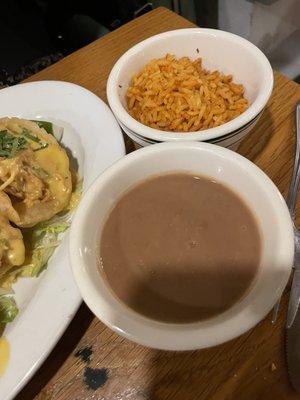 San Antonio Puffy Tacos with Mexican Rice and Refried Beans