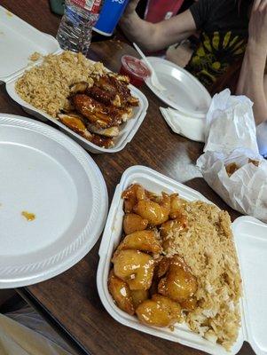 Left is Chicken in Garlic Sauce Right is Sesame Chicken