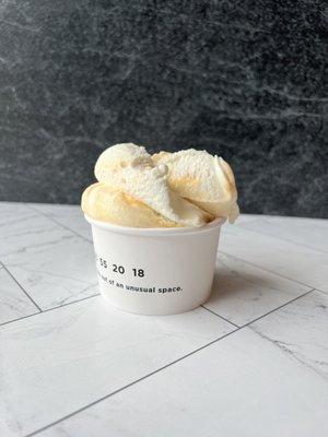 Vanilla gelato with ribbons of white chocolate fudge