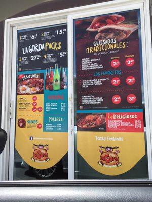 Drive thru window menu