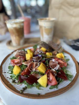 Fig and Prosciutto Salad with Cloudy Coffee and Butterscotch Coffee