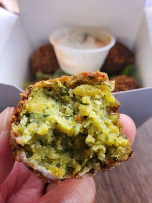 Closeup of falafel