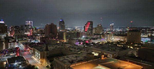 City view from hotel balcony