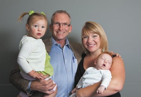 4 generations in Blue Spruce Cleaners: Mark Barron founder, daughter and partner Mary Gieck, and her two children