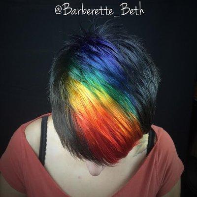 Rainbow cut and color by Beth.