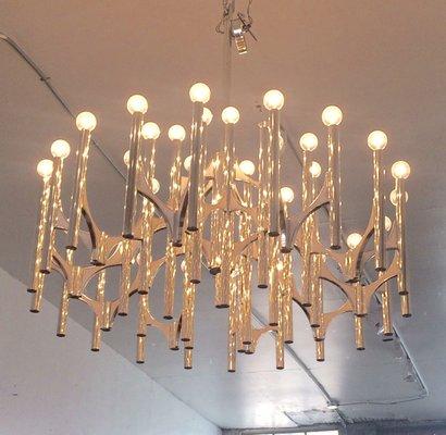 Wow huge mid century chrome Lightolier Chandelier