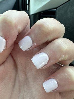 This is by far the worst nails I've ever had done. He made my cuticles bleed and left nail polish all around my nails. Never going back.