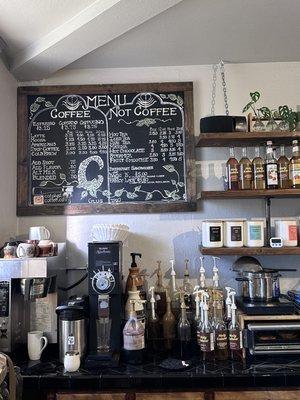 Menu and coffee bar