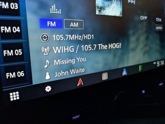 Listening to WIHG 105.7 The Hog!