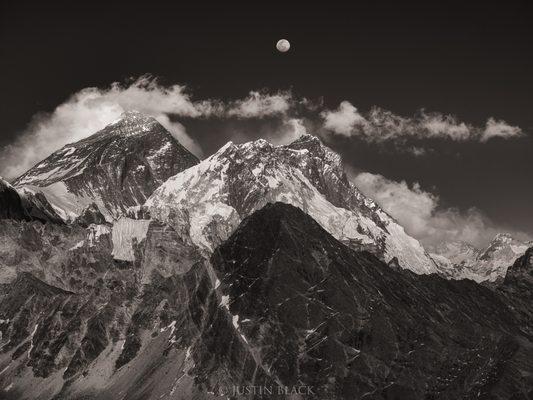 Moonrise over Mount Everest, Nepal. Photo © Justin Black