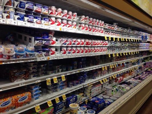 A closer look at the yogurts. It's so nice to not have to go through the shelving and dig for your flavor.