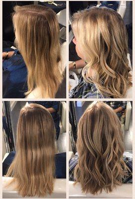 Before and after fresh balayage