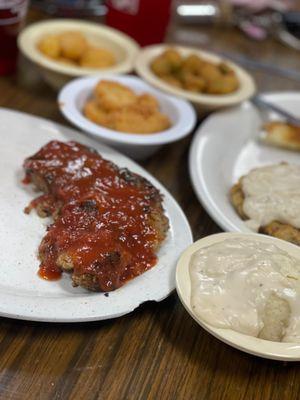 Monday special-Meatloaf  Toast perfectly Sweet Tea Chicken Fried Steak Corn Nugget Fried Okra Fried Squash Mashed Potato