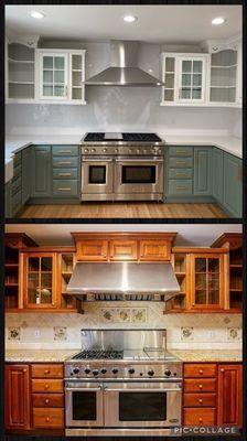 Kitchen before (bottom) and after (top)