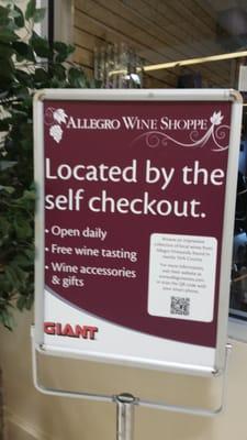 Allegro wine shoppe. Free tastings.