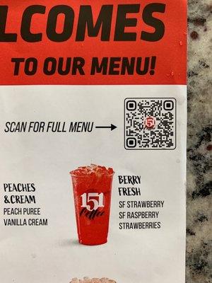 QR code for full menu