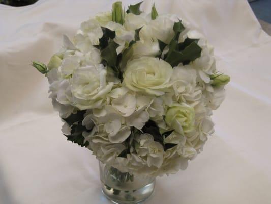 Traditional, romantic white bouquet with hydrangea