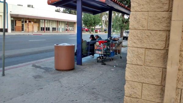 Look this bus stop on azusa ave & foothill Blvd has been taking over by homeless people