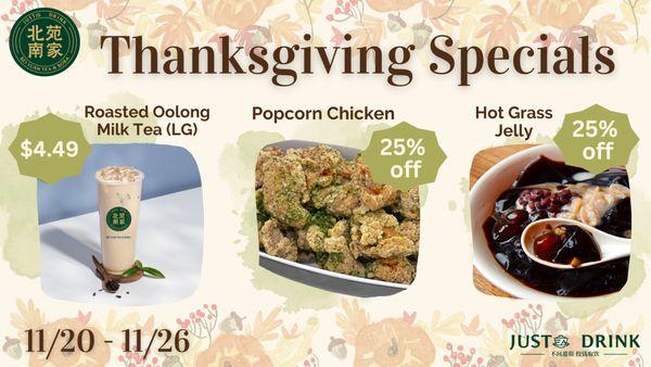 Thanksgiving Specials 11/20-11/26